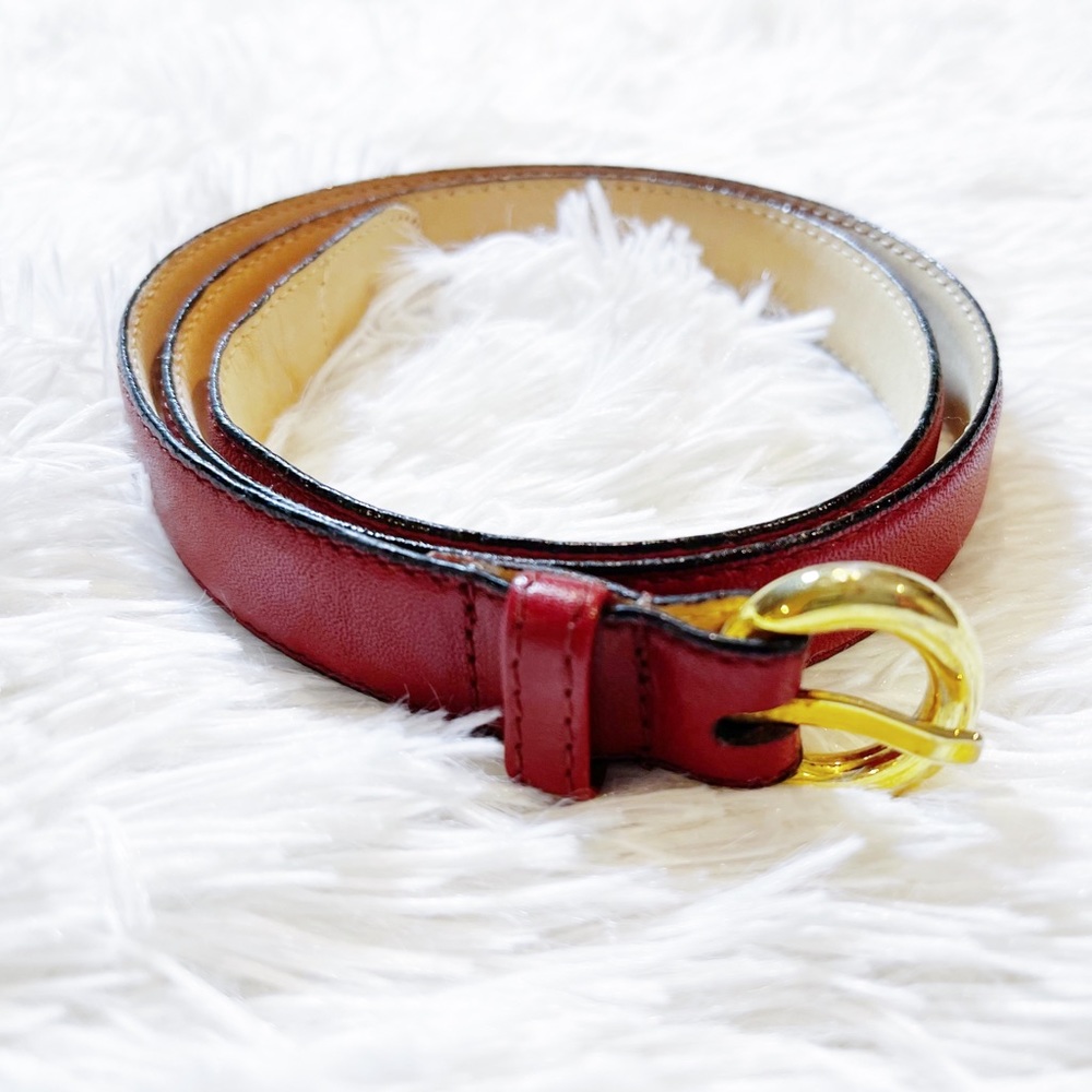 Christian Dior Red Classic Belt Brass Accents sz28